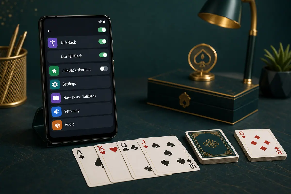 Accessible lightweight Indian Rummy practice setup with cards beside a simple phone