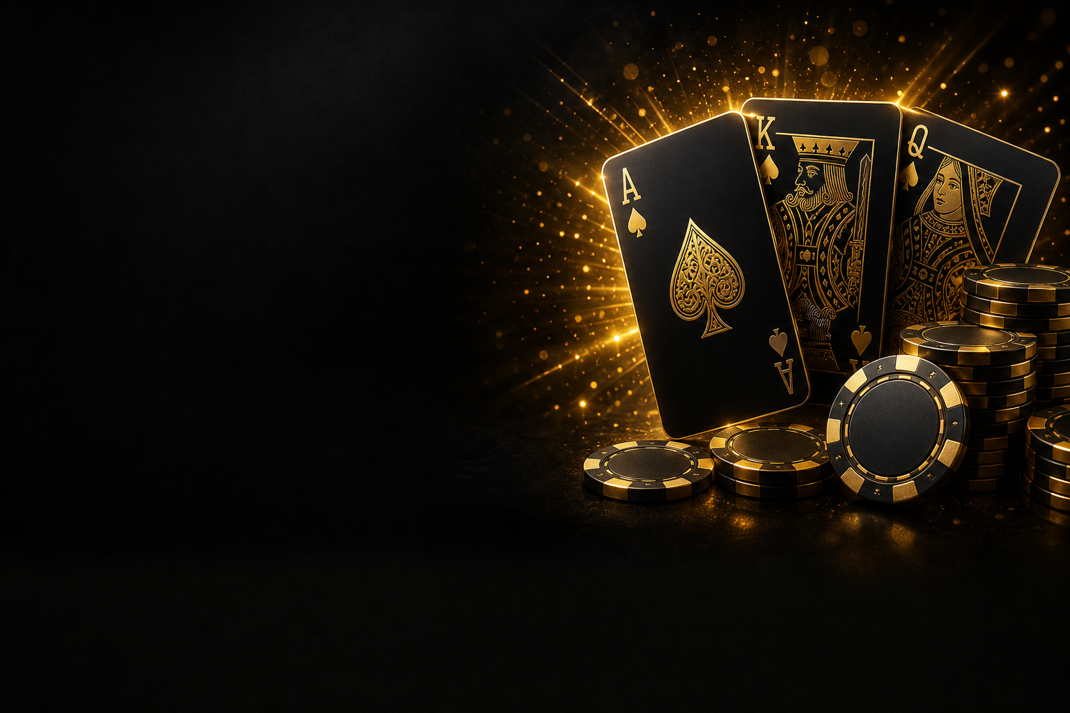 Green felt Rummy table with playing cards and gold chips