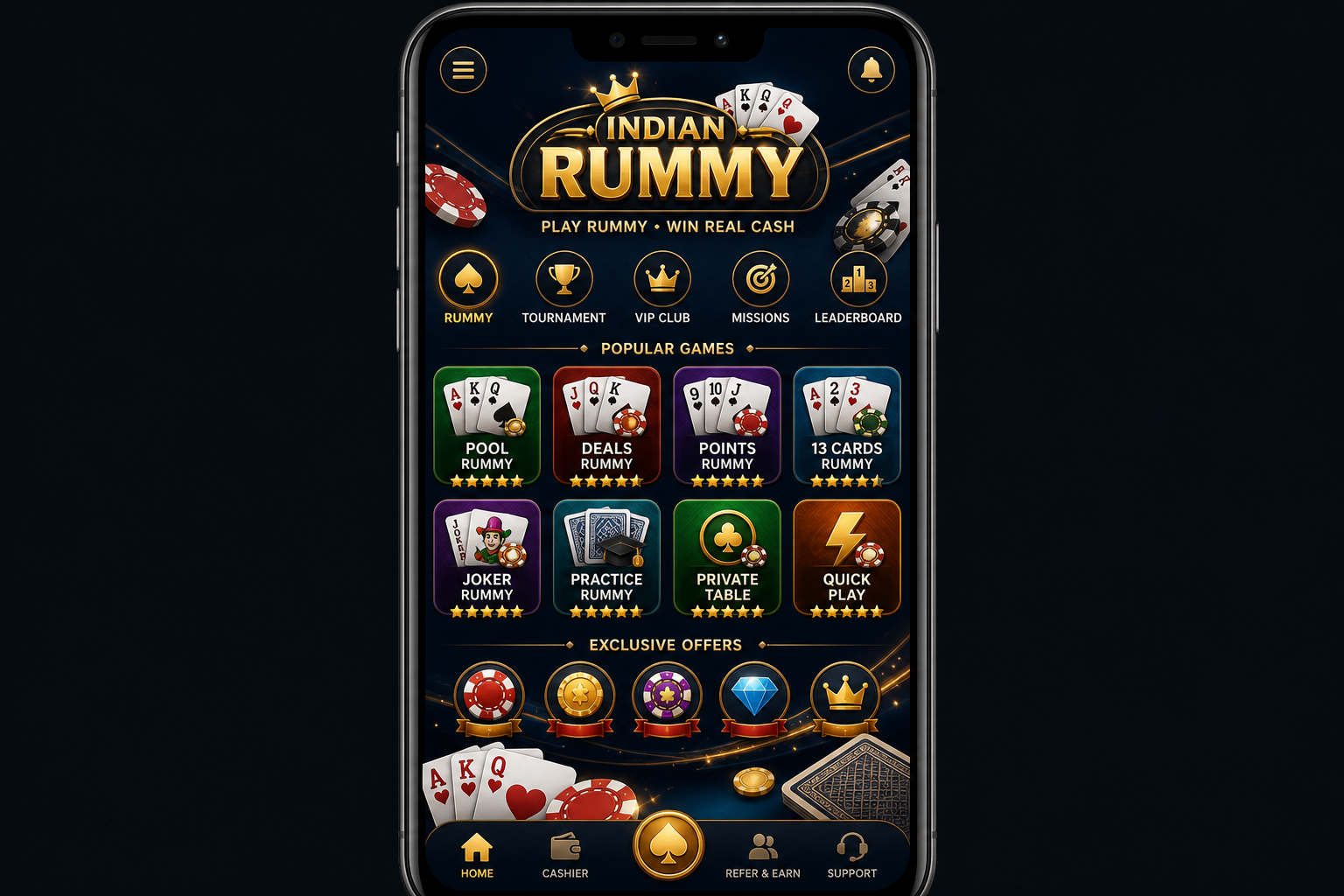 Indian Rummy APK install screen for practice sessions