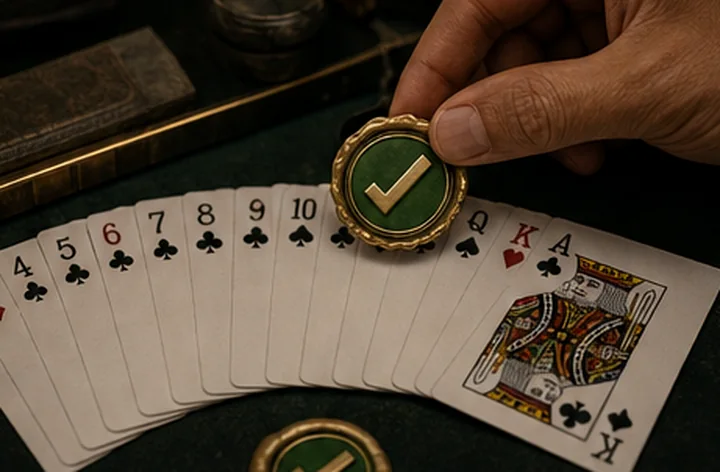 Support desk ledger beside cards showing safe Indian Rummy practice notes