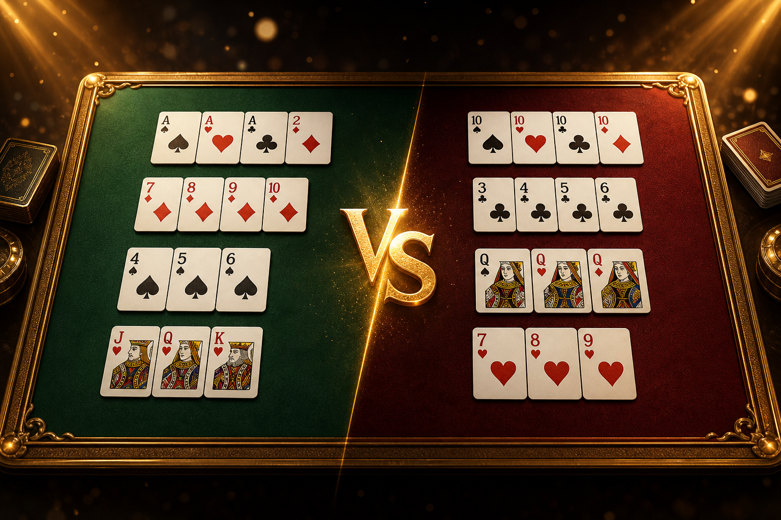 Indian Rummy comparison hero with dual meld evidence on felt table
