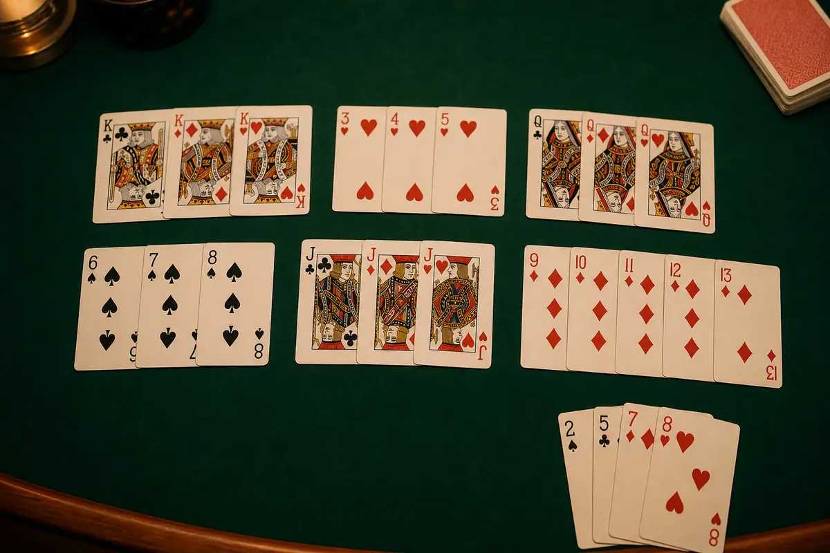 Twenty-one-card hands need wider spreads — sort tunnel and dublee groups early.