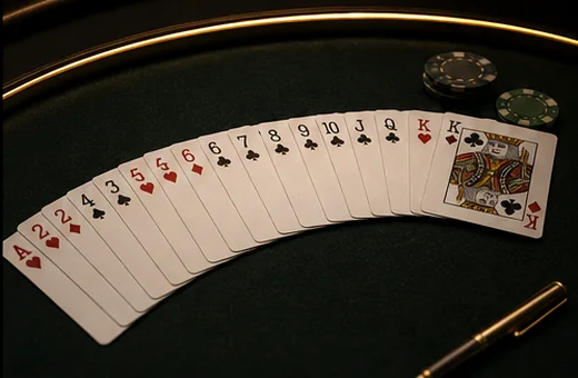 valid declaration in indian rummy Indian Rummy practice scene with cards on felt table